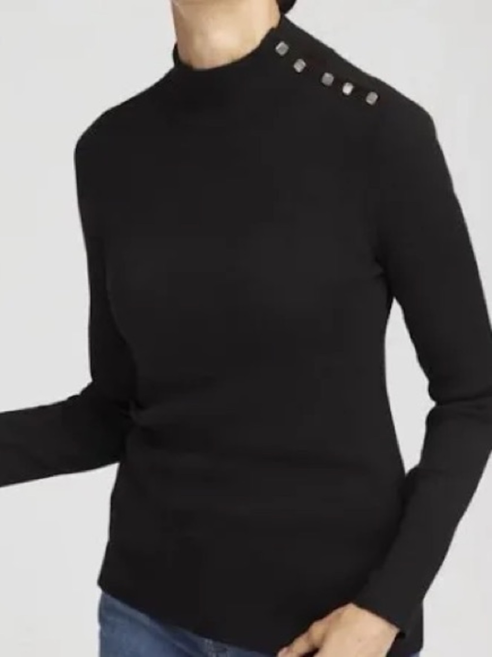 Chico’s Black Sweater Black with Silver Buttons M